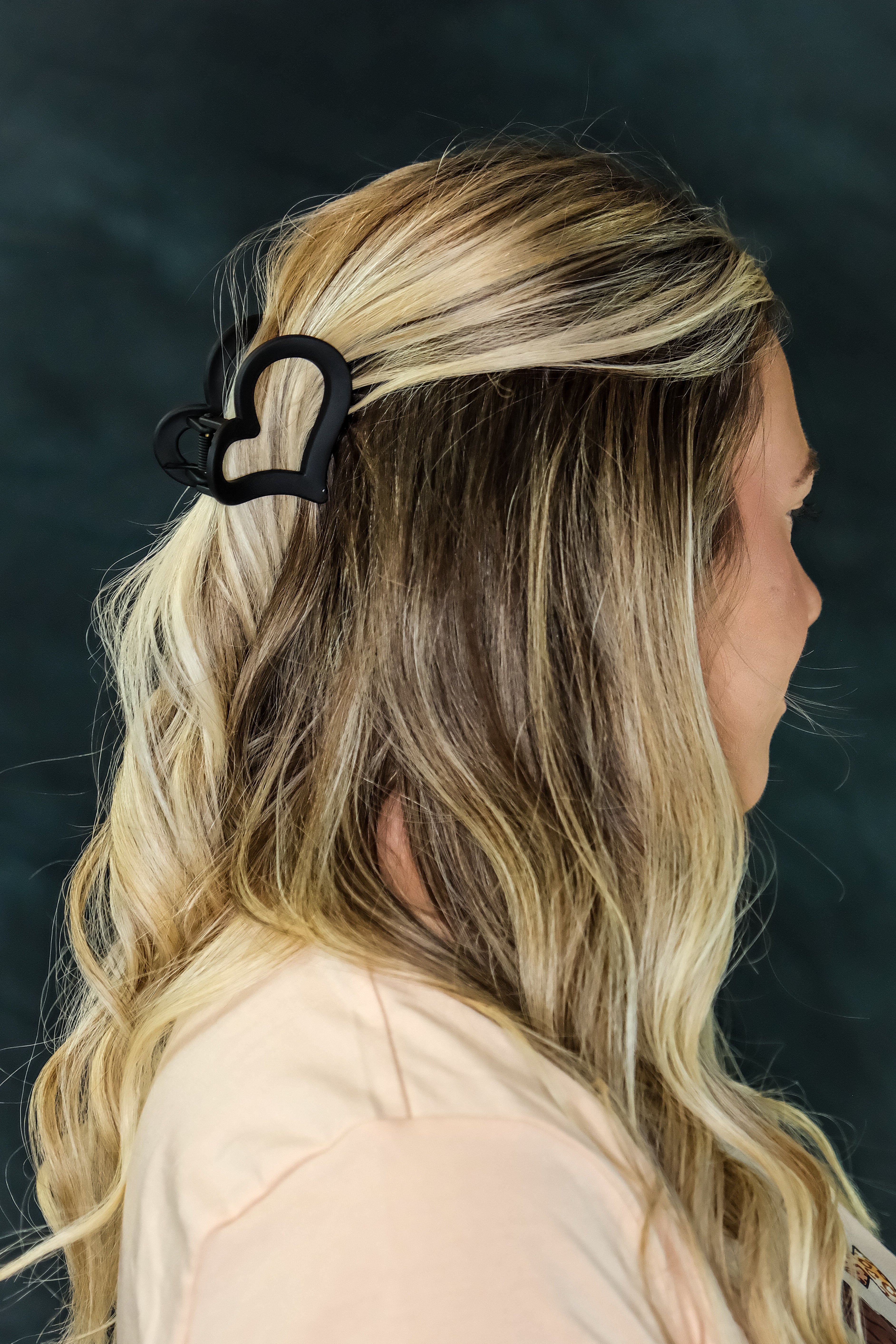 Black Cutout Heart Shape Hair Clip