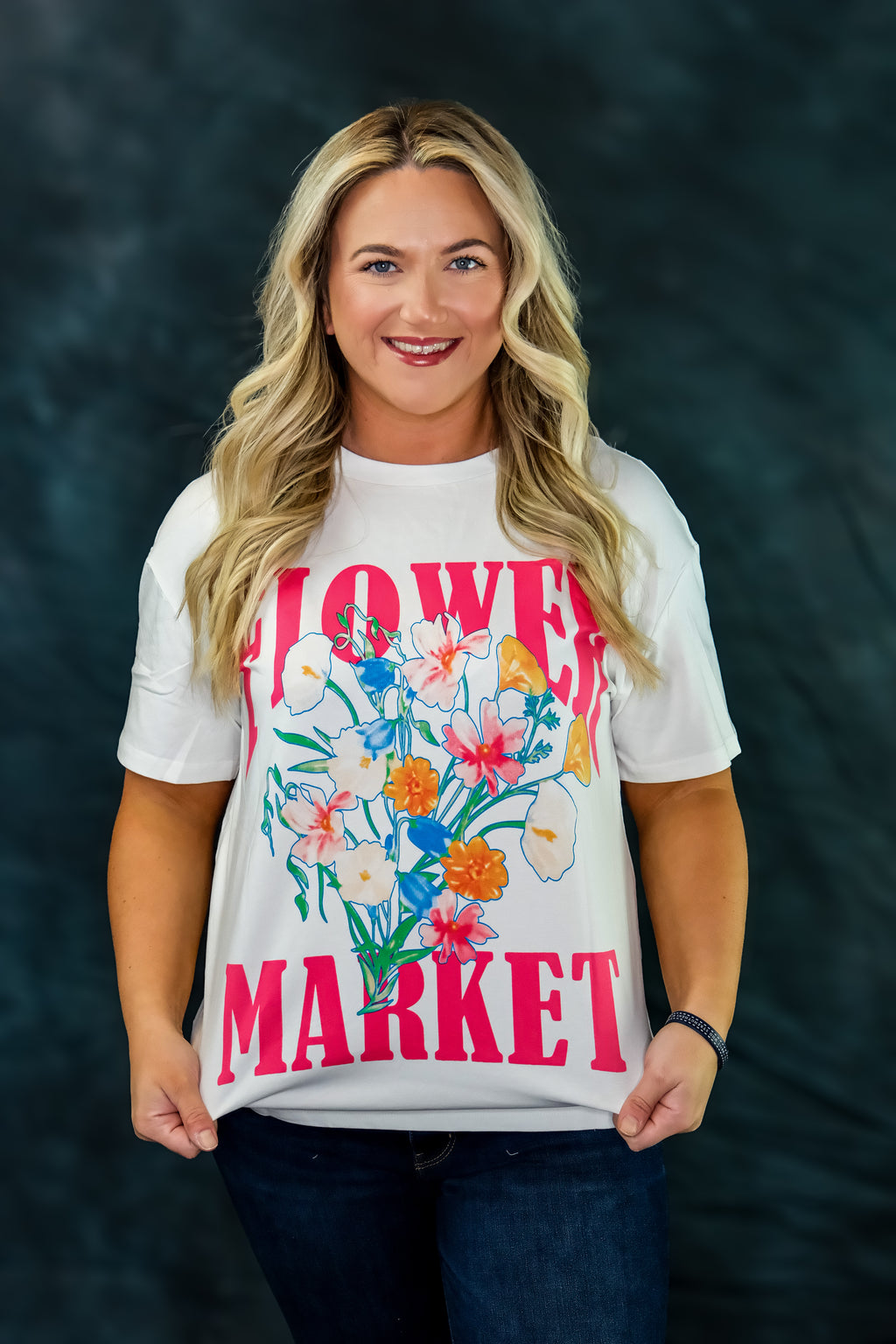 Flower Market White Graphic Tee