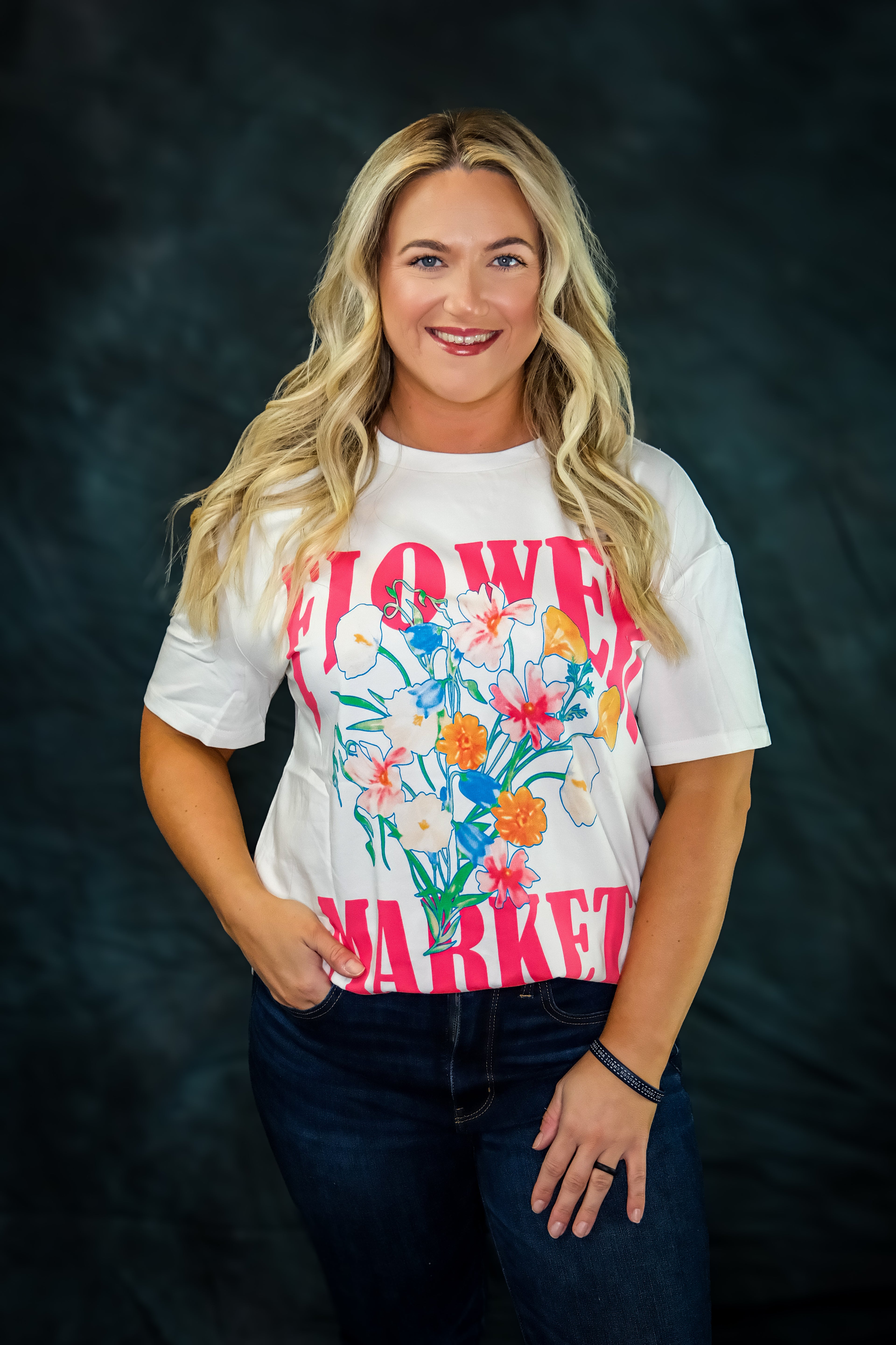 Flower Market White Graphic Tee