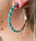 Sky Blue Gem Hoop Earrings