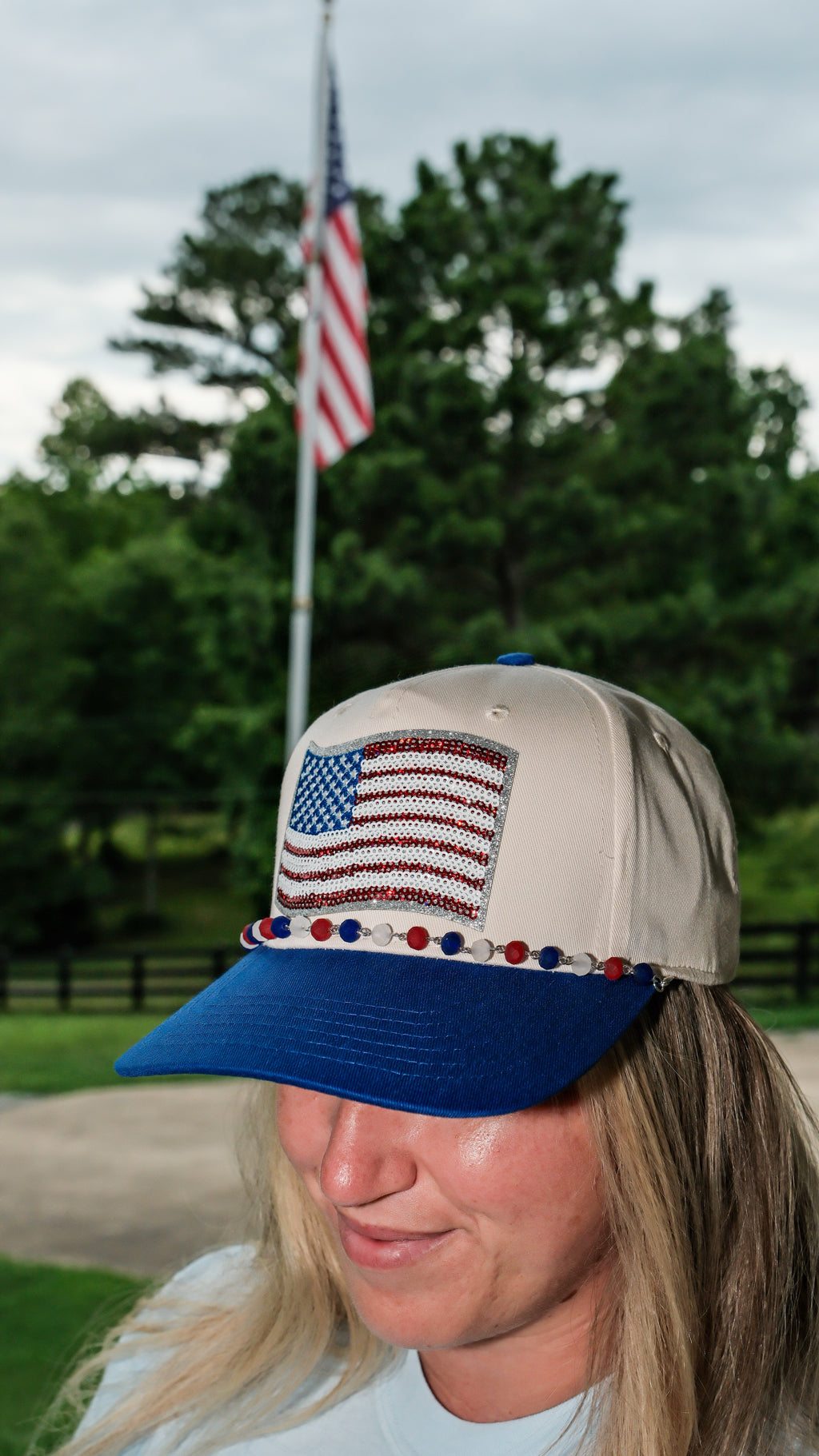 Sequin Flag Trucker Hat