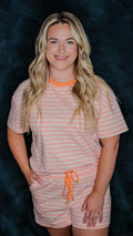 Pink Stripe Shorts Matching Set