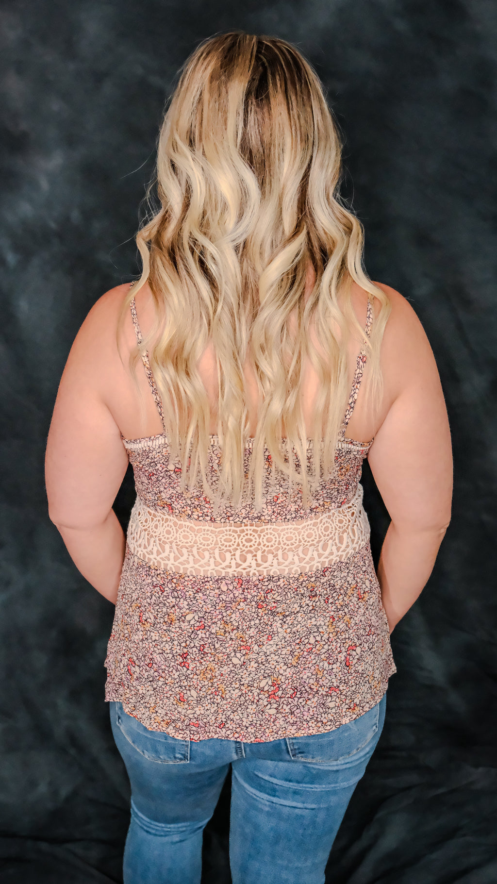 Floral Print Lace Tank Top