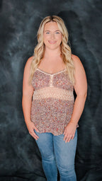 Floral Print Lace Tank Top