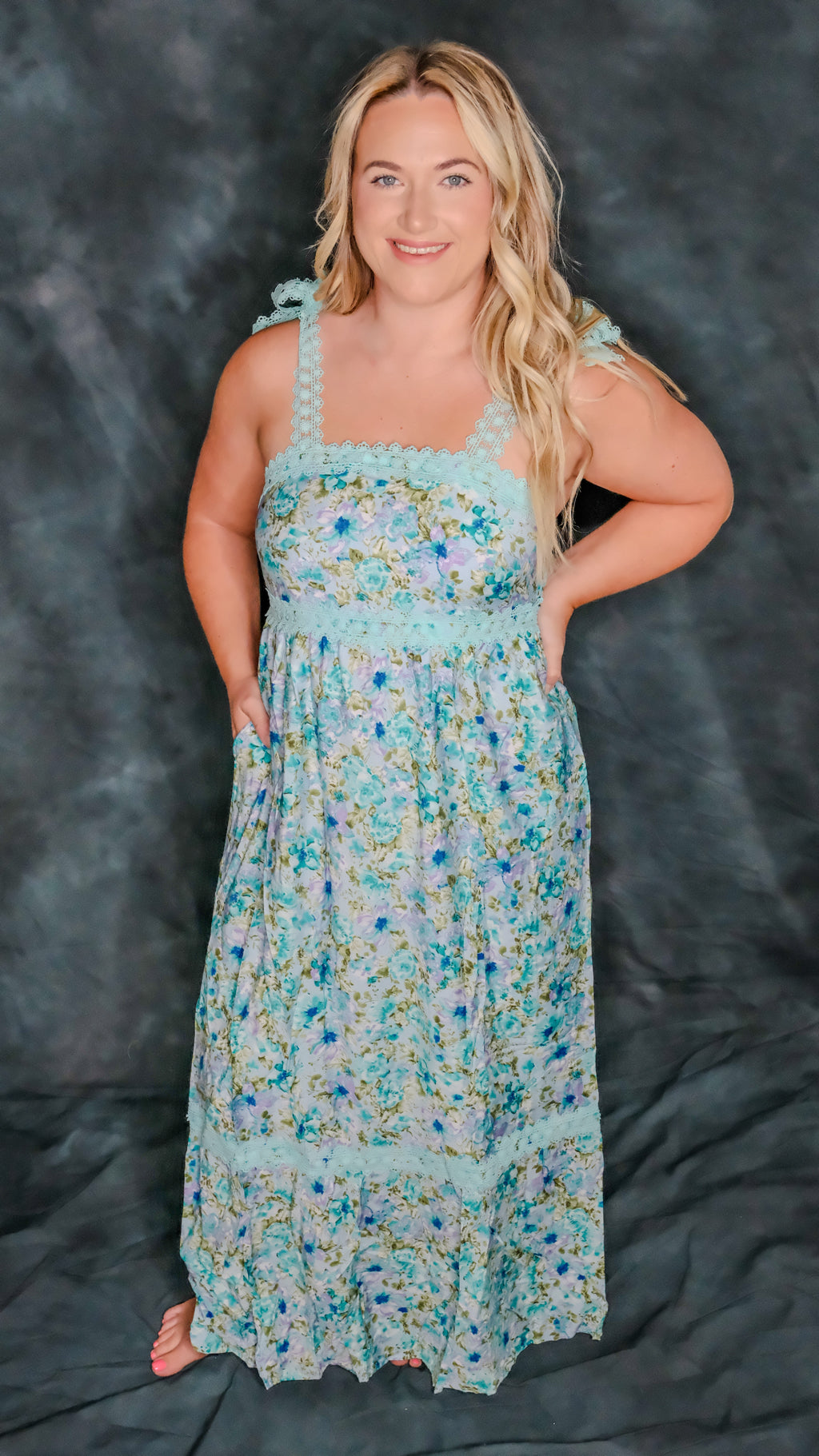 Green Floral Maxi Dress